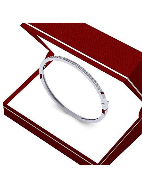 Dazzlingrock Collection 0.20 Carat (ctw) Round Cut White Diamond Ladies Fashion Bangle Bracelet 1/5, Sterling Silver