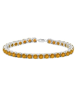 Collection 5 mm Round Gemstone Ladies Fashion Link Chain Tennis Bracelet in 925 Sterling Silver