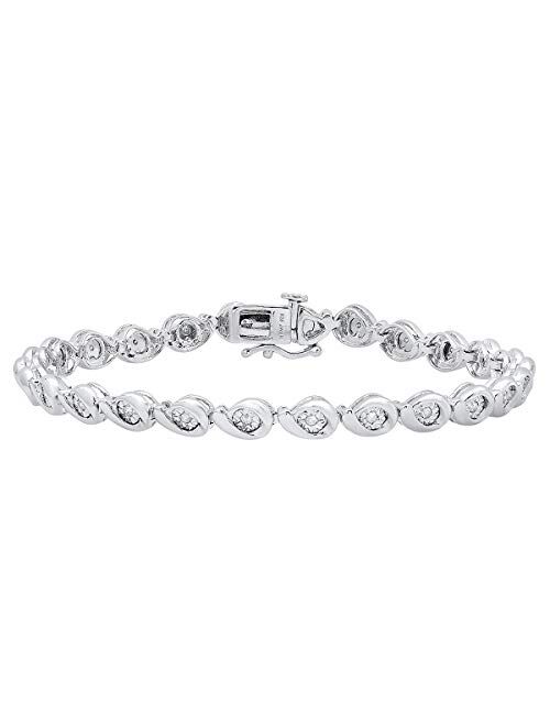 Dazzlingrock Collection 0.25 Carat (ctw) Round White Diamond Ladies Infinity Tennis Link Bracelet 1/4 CT, Sterling Silver