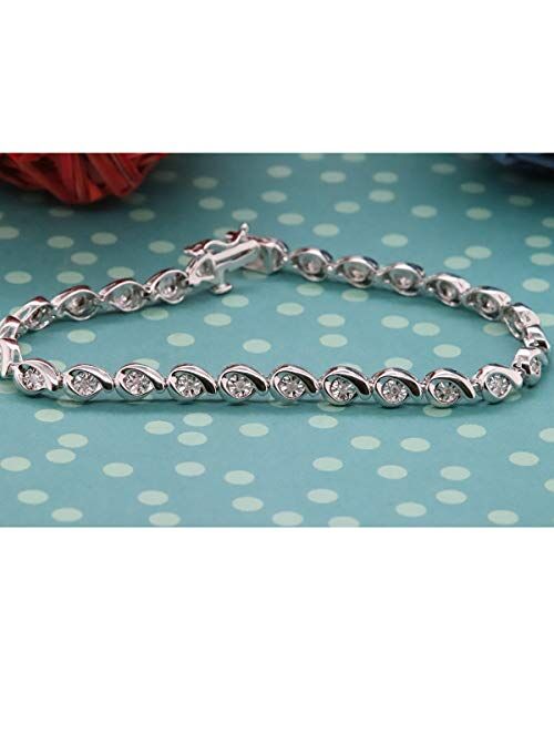 Dazzlingrock Collection 0.25 Carat (ctw) Round White Diamond Ladies Infinity Tennis Link Bracelet 1/4 CT, Sterling Silver