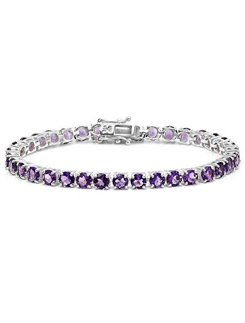 Dazzlingrock Collection Sterling Silver 5 MM Each Round Genuine Amethyst Ladies Tennis Bracelet