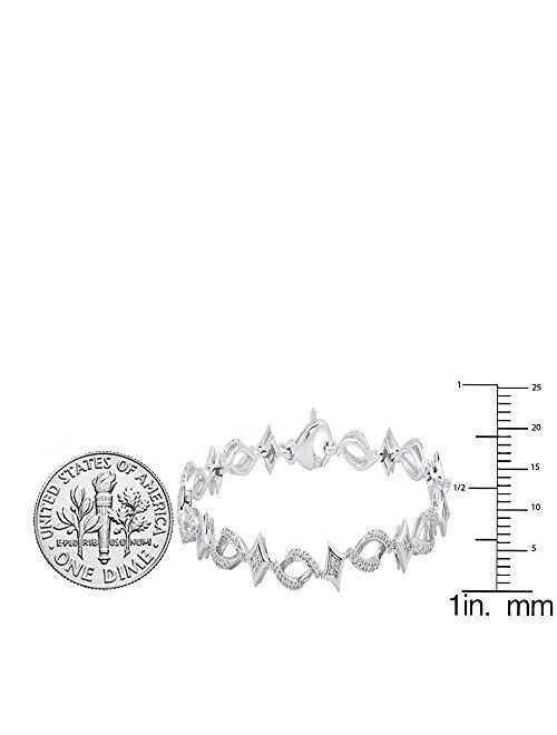 Dazzlingrock Collection 0.50 Carat (ctw) Round White Diamond Ladies Tennis Link Bracelet 1/2 CT, Sterling Silver