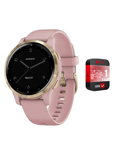 Garmin Vivoactive 4S GPS Smartwatch with Music & Fitness Activity Tracker & Health Monitor Apps (Dust Rose/Gold) 010-02172-31 4 S Bundle with CPS Enhanced Protection Pack