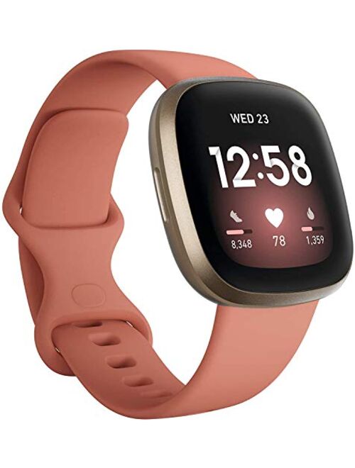 Fitbit Versa 3 Health & Fitness Smartwatch W/ Bluetooth Calls/Texts, Fast Charging, GPS, Heart Rate SpO2, 6+ Days Battery (S & L Bands, 90 Day Premium Included) Internati