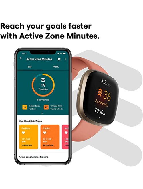 Fitbit Versa 3 Health & Fitness Smartwatch W/ Bluetooth Calls/Texts, Fast Charging, GPS, Heart Rate SpO2, 6+ Days Battery (S & L Bands, 90 Day Premium Included) Internati