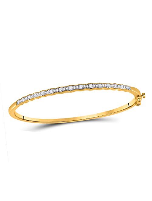 Dazzlingrock Collection 10kt Yellow Gold Womens Round Diamond Bangle Bracelet 1/2 Cttw