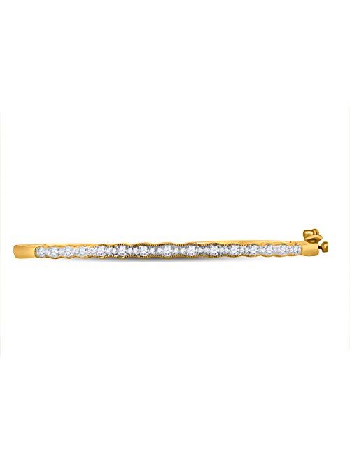 Dazzlingrock Collection 10kt Yellow Gold Womens Round Diamond Bangle Bracelet 1/2 Cttw