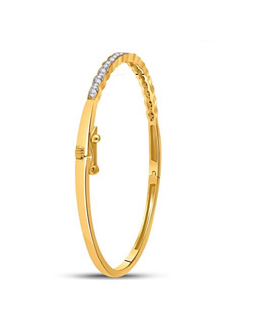 Dazzlingrock Collection 10kt Yellow Gold Womens Round Diamond Bangle Bracelet 1/2 Cttw