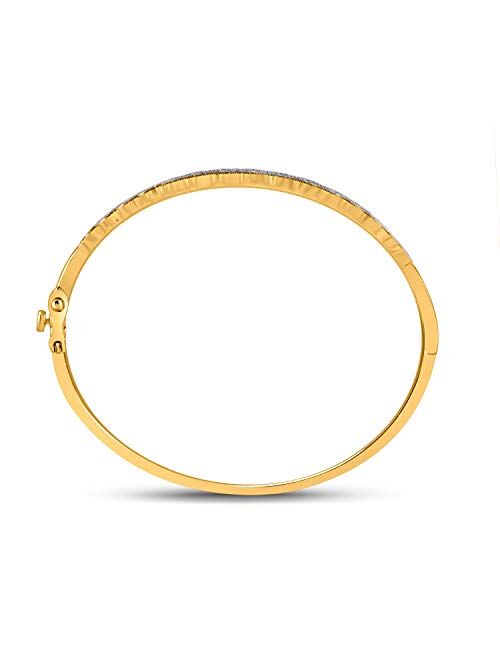 Dazzlingrock Collection 10kt Yellow Gold Womens Round Diamond Bangle Bracelet 1/2 Cttw