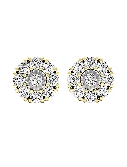 Dazzlingrock Collection Round Lab Grown White Diamond Ladies Stud Earrings, 10K Gold