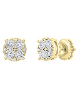 Collection 0.15 Carat (ctw) Round Lab Grown White Diamond Ladies Cluster Style Stud Earrings