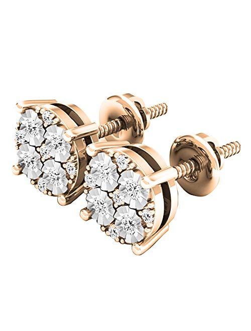 Dazzlingrock Collection 0.15 Carat (ctw) Round Lab Grown White Diamond Ladies Cluster Style Stud Earrings