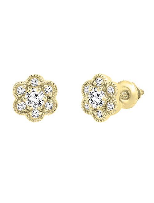 Dazzlingrock Collection 0.45 Carat (ctw) Round Lab Grown Diamond Ladies Cluster Flower Stud Earrings 1/2 CT