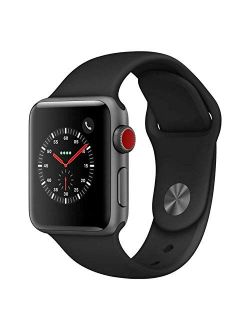 Watch Series 3 (GPS   Cellular, 38MM) - Space Gray Aluminum Case with Black Sport Band (Renewed)