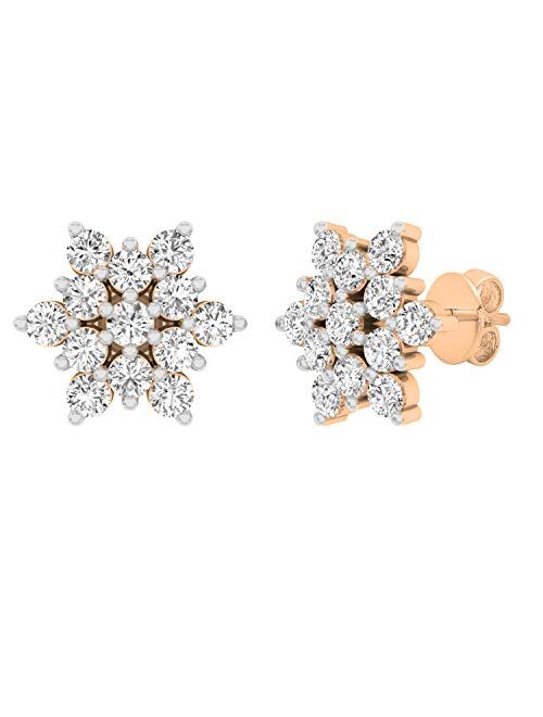 Dazzlingrock Collection 0.80 Carat (ctw) Round Lab Grown Diamond Ladies Flower Cluster Stud Earrings 3/4 CT, Available in 10K/14K/18K Gold