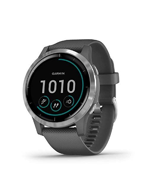 Amazon Renewed Garmin vívoactive 4, GPS Smartwatch, Features Music, Body Energy Monitoring, Animated Workouts, Pulse Ox Sensors and More, Silver with Gray Band (Renewed)