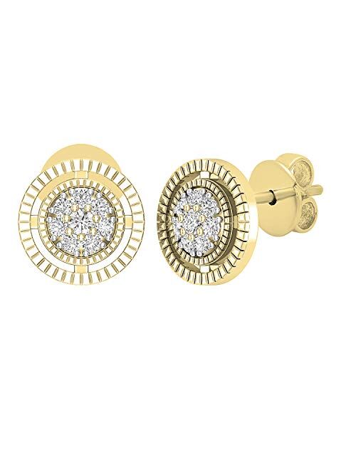 Dazzlingrock Collection 0.10 Carat (ctw) Round Lab Grown White Diamond Ladies Cluster Circle Stud Earrings 1/10 CT, Available in Metal 10K/14K/18K Gold & 925 Sterling Sil