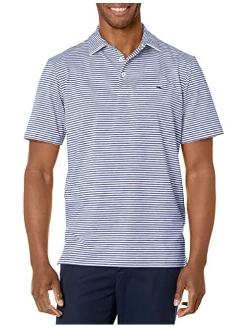 vineyard vines Men's Heathered Winstead Stripe Sankaty Polo