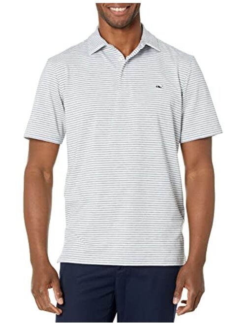 vineyard vines Men's Heathered Winstead Stripe Sankaty Polo