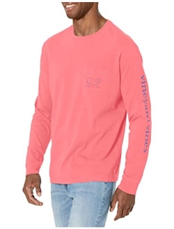 Men's Long-Sleeve Neon Garment Dyed Vintage Whale Pocket Tee