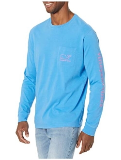 Men's Long-Sleeve Neon Garment Dyed Vintage Whale Pocket Tee