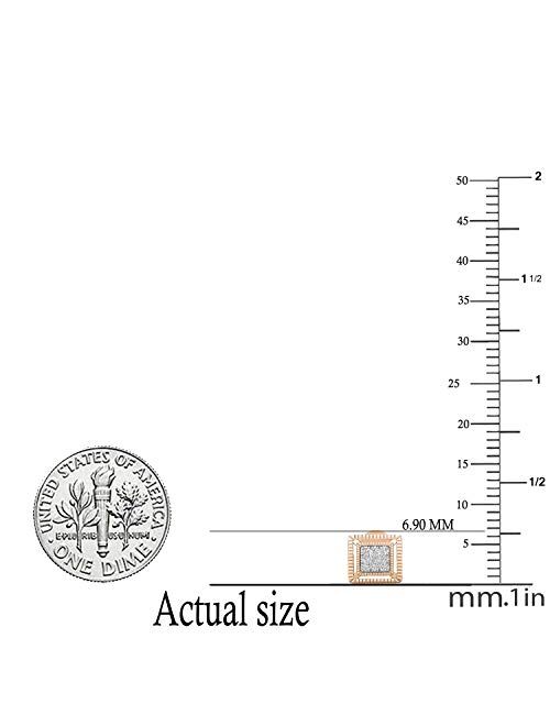 Dazzlingrock Collection 0.10 Carat (ctw) Round Lab Grown White Diamond Ladies Square Shape Stud Earrings 1/10 CT, Available in Metal 10K/14K/18K Gold & 925 Sterling Silve
