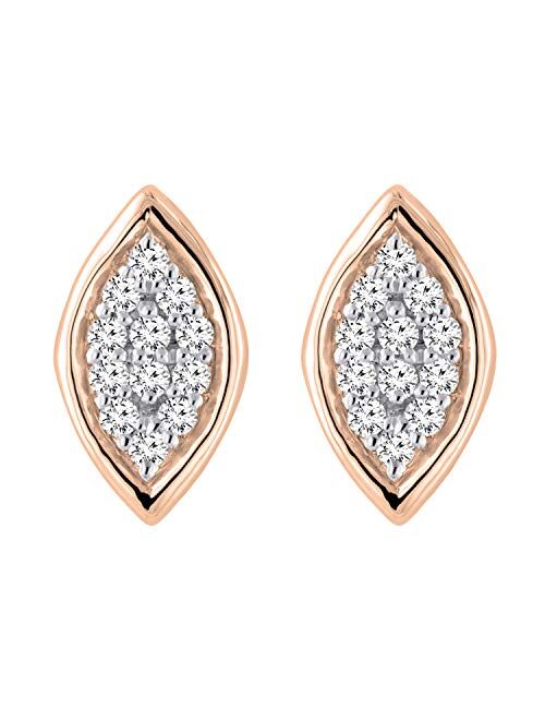 Dazzlingrock Collection 0.10 Carat (ctw) Round Lab Grown White Diamond Ladies Marquise Shape Stud Earrings 1/10 CT, Available in Metal 10K/14K/18K Gold & 925 Sterling Sil