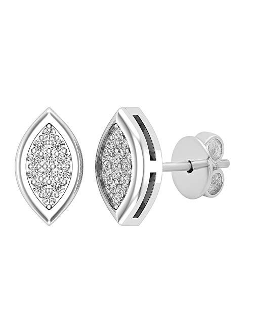 Dazzlingrock Collection 0.10 Carat (ctw) Round Lab Grown White Diamond Ladies Marquise Shape Stud Earrings 1/10 CT, Available in Metal 10K/14K/18K Gold & 925 Sterling Sil