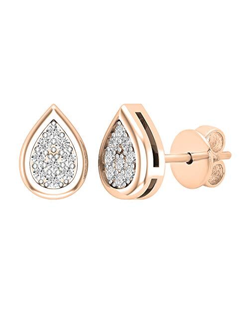 Dazzlingrock Collection 0.10 Carat (ctw) Round Lab Grown Diamond Ladies Pear Shape Cluster Teardrop Stud Earrings 1/10 CT, Available in Metal 10K/14K/18K Gold & 925 Sterl