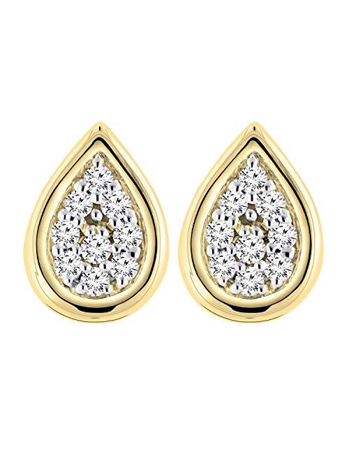 Dazzlingrock Collection 0.10 Carat (ctw) Round Lab Grown Diamond Ladies Pear Shape Cluster Teardrop Stud Earrings 1/10 CT, Available in Metal 10K/14K/18K Gold & 925 Sterl