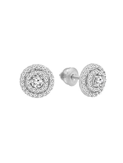 Collection 0.25 Carat (ctw) Round Lab Grown White Diamond Solitaire Circlet Stud Earrings for Her 1/4 CT| Available in Metal 10K/14K/18K Gold