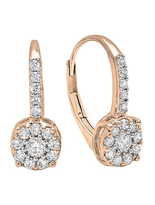 Dazzlingrock Collection 0.55 Carat (ctw) 10K Gold Round Lab Grown White Diamond Ladies Dangling Drop Earrings 1/2 CT