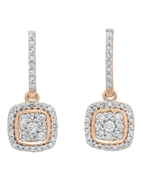 Dazzlingrock Collection 0.40 Carat (ctw) 10K Gold Round Lab Grown White Diamond Ladies Cluster Dangling Earrings