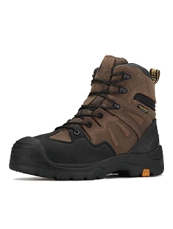 Woodland Work Boots for Men, 6 inch Composite Toe Lace up Leather Boots, Metal-Free, Ankle Support, Waterproof, Electric Hazard, Non-Slip, Comfortable, AK609,