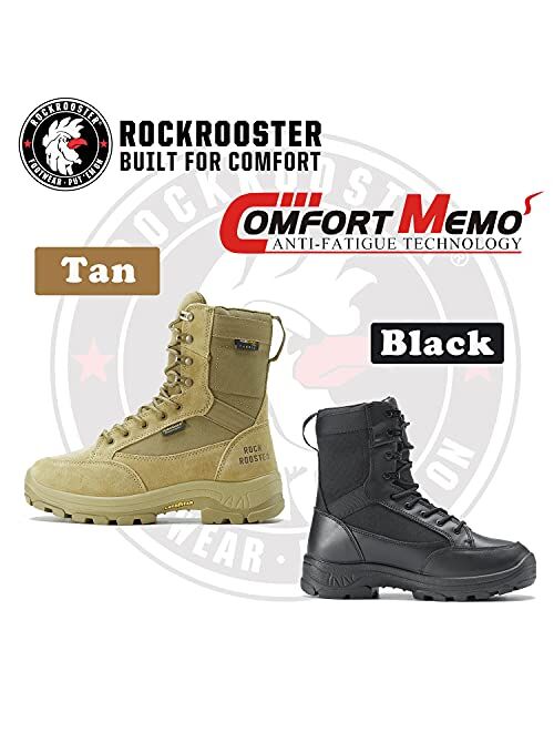 Rockrooster M.G.D.B Waterproof Military and Tactical Boots for men, 8 inch X-wide Soft toe, Comfortable Motorcycle Anti-Fatigue Boots