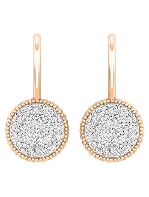 Dazzlingrock Collection 0.65 Carat (ctw) 10K Gold Round Lab Grown White Diamond Ladies Cluster Dangling Drop Earrings