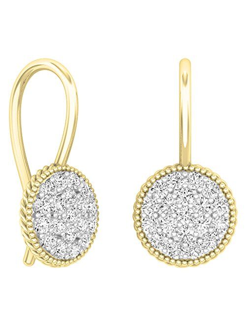 Dazzlingrock Collection 0.65 Carat (ctw) 10K Gold Round Lab Grown White Diamond Ladies Cluster Dangling Drop Earrings