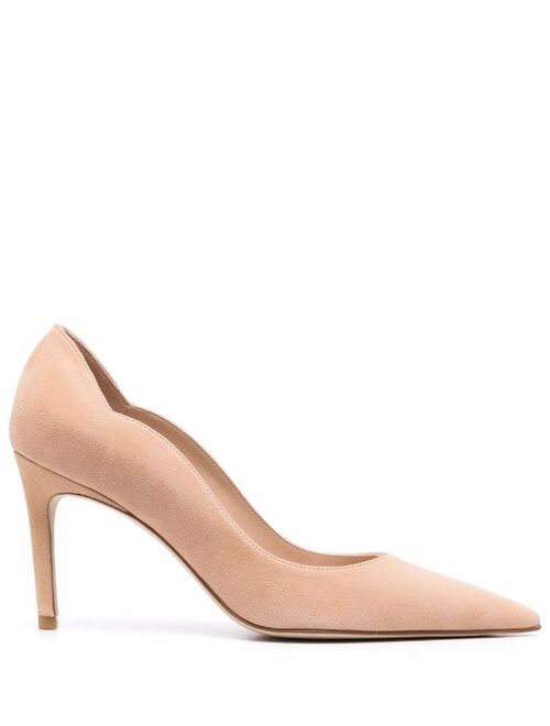 Stuart Weitzman scallop-edge suede 85mm pumps