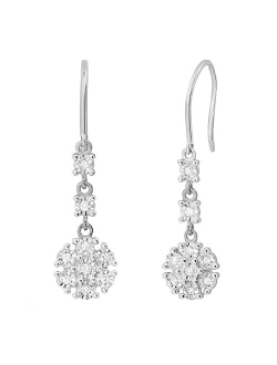 Collection 0.21 Carat (ctw) Round Lab Grown White Diamond Ladies Dangling Floral Earrings 1/4 CT | Available in 10K/14K/18K Gold & 925 Sterling Silver