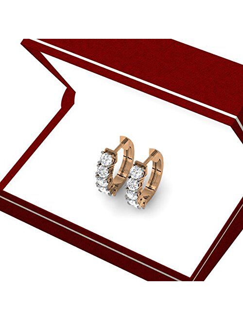 Dazzlingrock Collection 0.50 Carat (ctw) 10K Gold Real Round Cut White Diamond Ladies Huggies Hoop Earrings