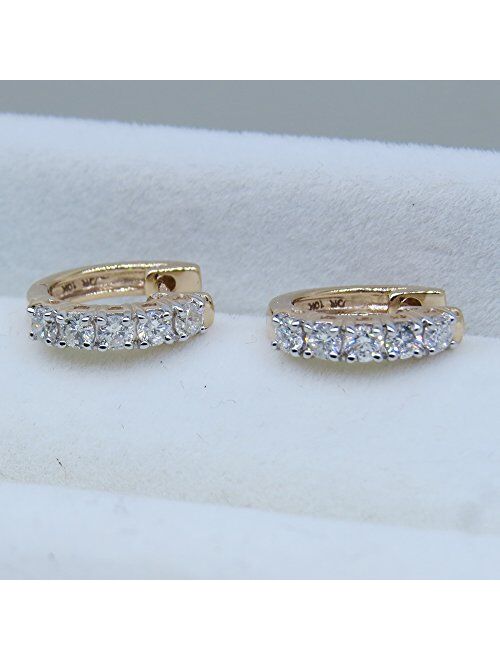 Dazzlingrock Collection 0.50 Carat (ctw) 10K Gold Real Round Cut White Diamond Ladies Huggies Hoop Earrings