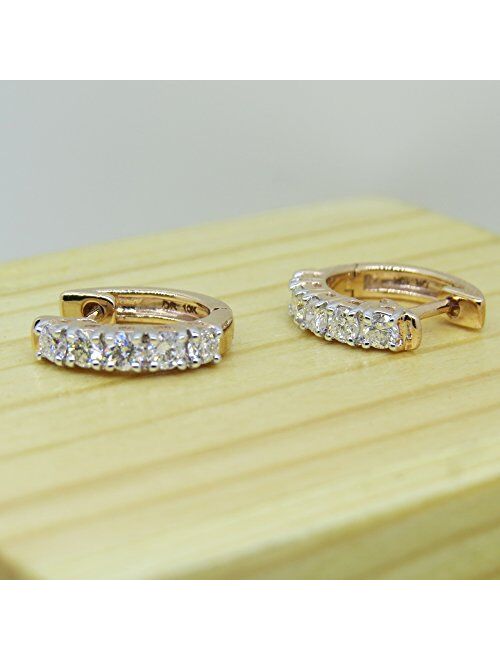 Dazzlingrock Collection 0.50 Carat (ctw) 10K Gold Real Round Cut White Diamond Ladies Huggies Hoop Earrings