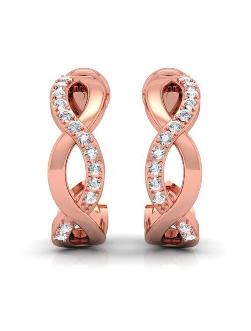 Dazzlingrock Collection 0.25 Carat (ctw) 14K Gold Real Round Diamond Ladies Swirl J Shaped Hoop Earrings 1/4 CT