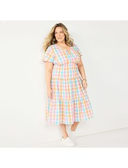 Plus Size Croft & Barrow Surplice Tiered Hem Midi Dress