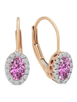 Collection 14K Ladies Halo Style Hoop Earrings, Rose Gold