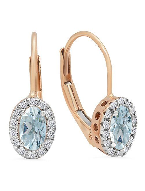 Dazzlingrock Collection 14K Ladies Halo Style Hoop Earrings, Rose Gold