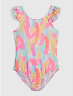 Girls Recycled Ruffle Swim One-Piece