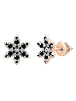 Collection 10K Round Gemstone Ladies Flower Stud Earrings, Rose Gold