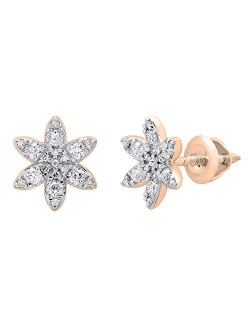 Collection 10K Round Gemstone Ladies Flower Stud Earrings, Rose Gold