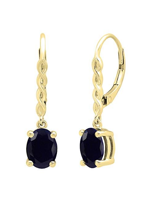 Dazzlingrock Collection 8X6 mm Oval Gemstone Ladies Twisted Drop Earring, 10K Gold